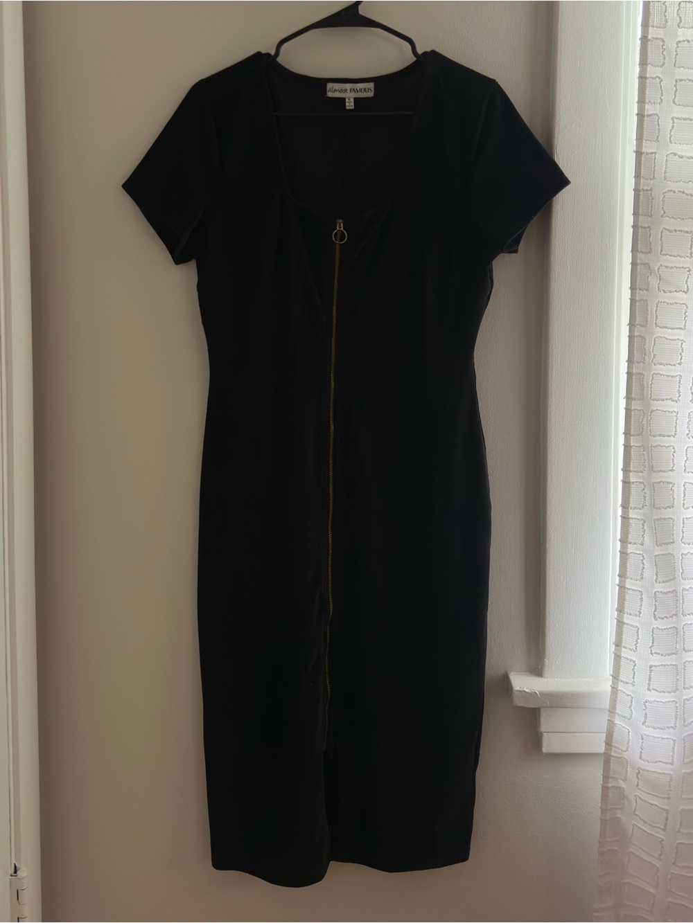 Almost Famous Black Midi Dress with Front Zip
